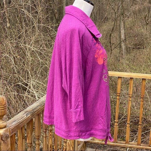 Oleg Cassini Sport Fuchsia Front Zipper Jacket Size Large - Picture 3 of 9